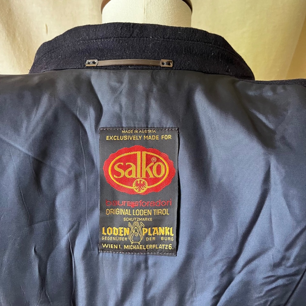 Vintage Salko Austrian Loden Wool Alpaca Coat Zip Out Lining Navy Blue Women's 8 - Picture 7 of 9